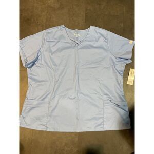 Butter-Soft Stretch Light Blue Short Sleeve Scrub‎ Top Medical Uniform B-201